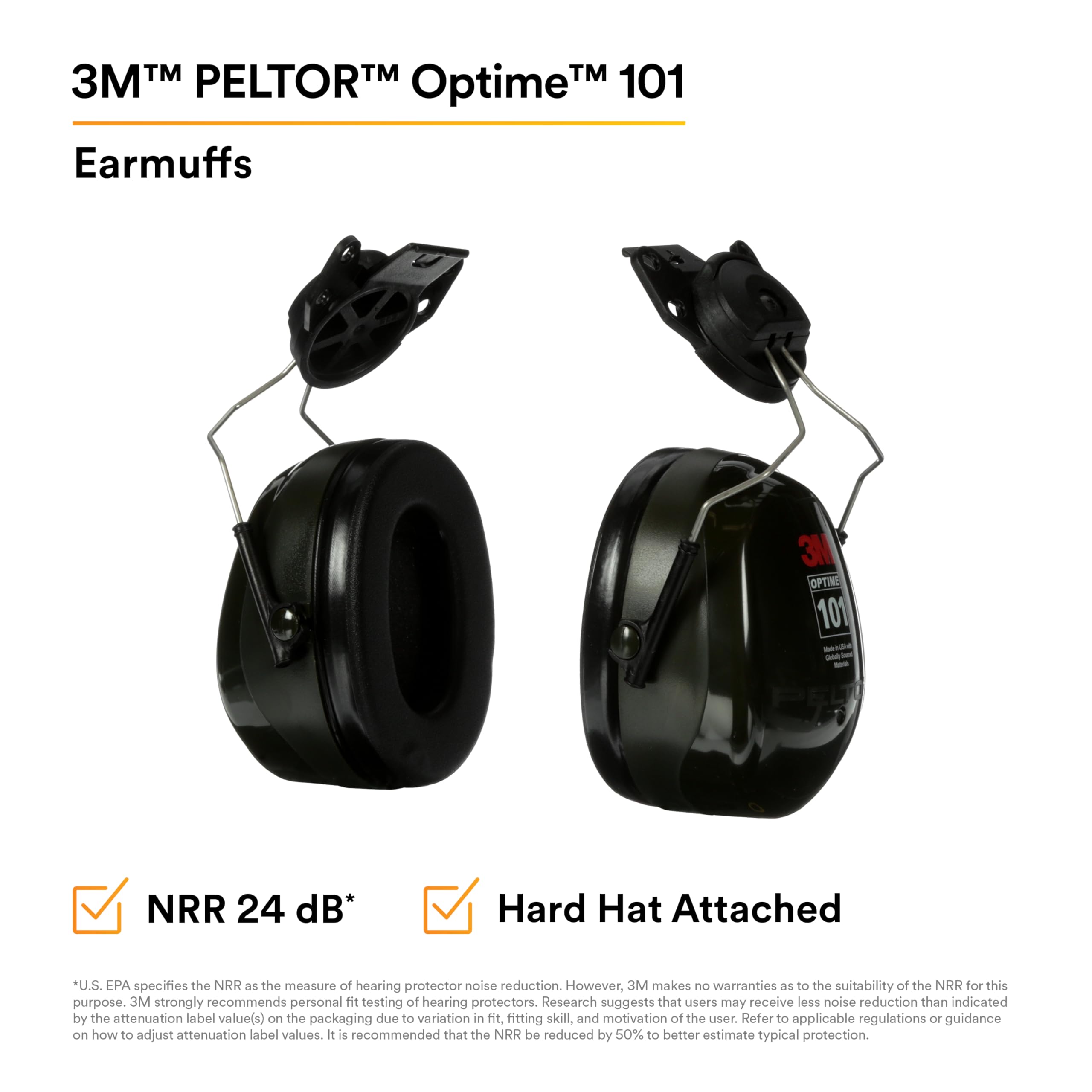 3M Peltor Optime 101 Ohrenschützer, Gehör Erhaltung (1 Stück), Cap Mount, 1