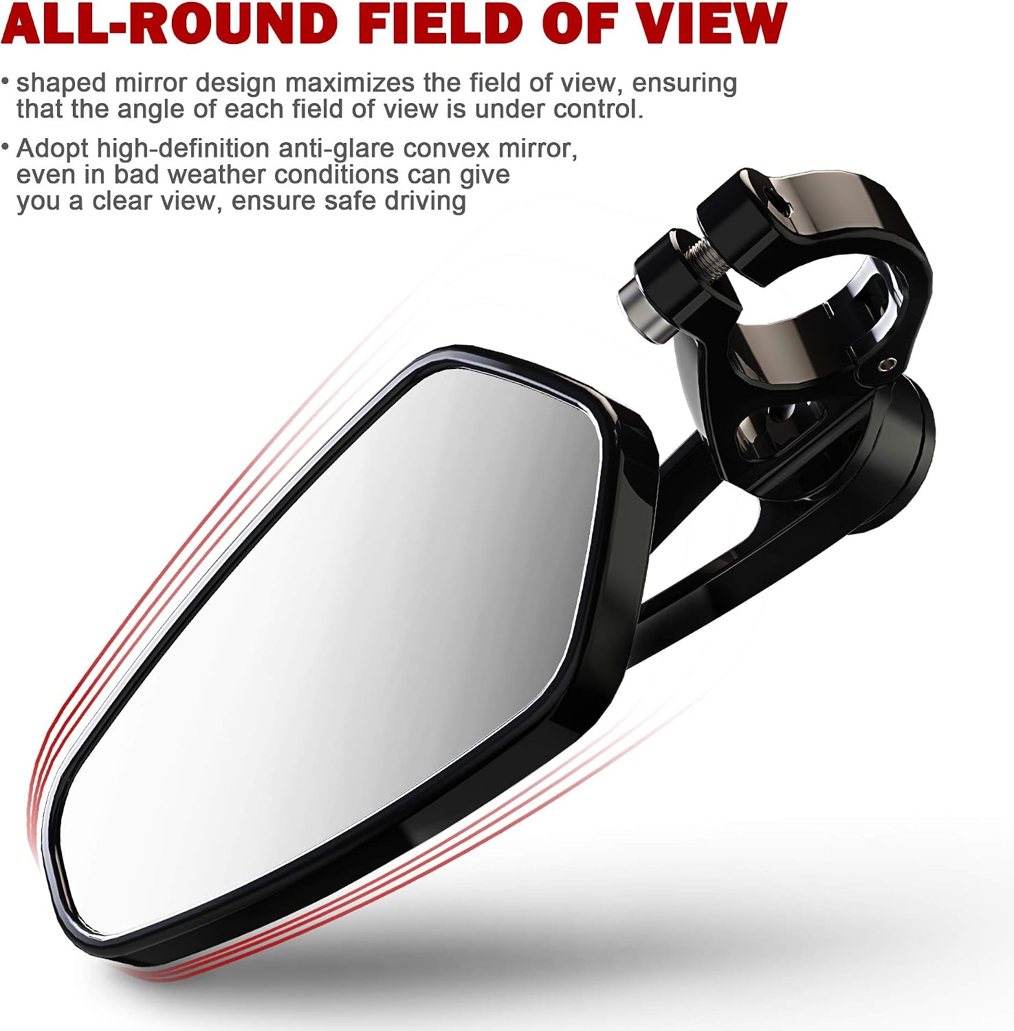 MZS Arrow Bar End Mirrors, 7/8 Motorcycle Rear View mirror Hollow Handlebar Side Black Compatible with Street Sport Bike Cruiser Scooter