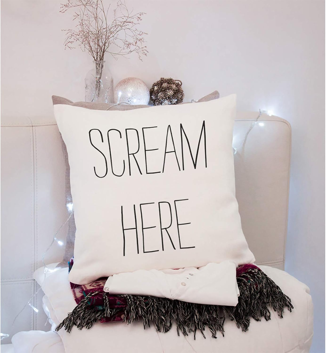 Throw Pillow Covers Bedroom Scream Here Humor Face Plant Angry Anger Cotton Linen Decorative Square Pillowcases Cushion Cover 18 X 18 Inch image 3
