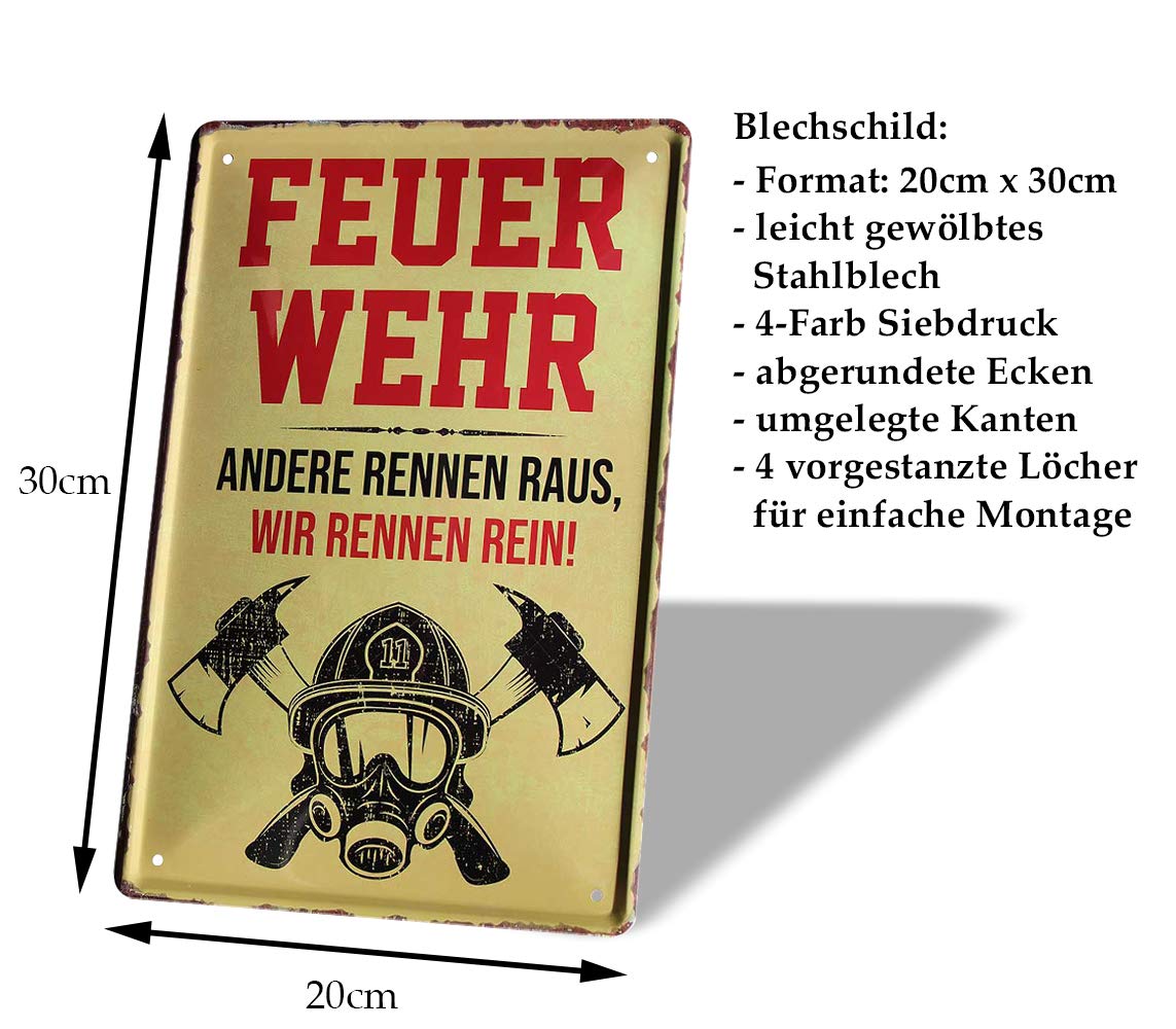 Blechschild Feuerwehr Mit Spruch – 20x30 Cm, Retro-Design, Inkl. Befestigung – Perfekt Für Garage, Wache Oder Geschenk