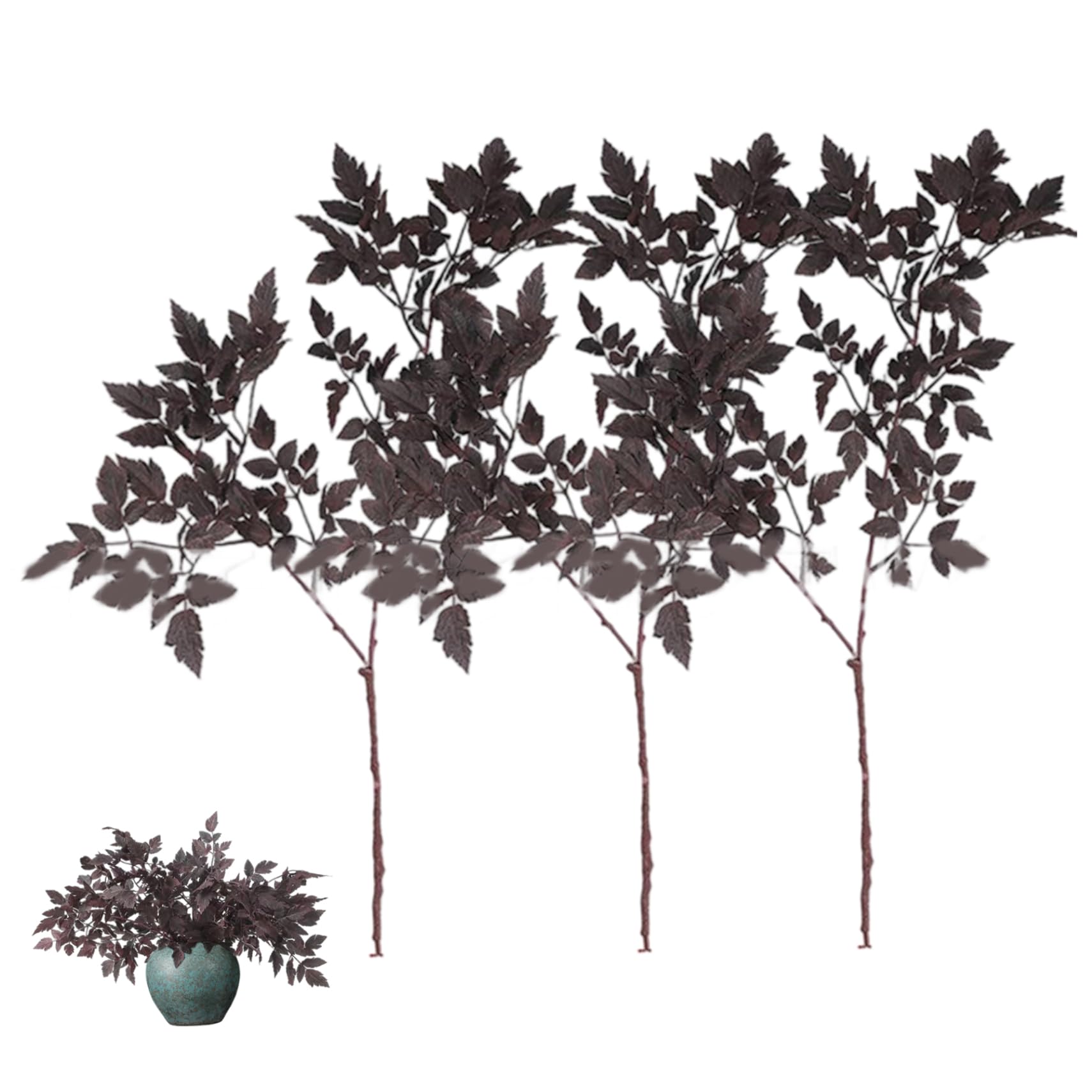 CAKEEYUM 3Pcs Fall Stems 23.6" Artificial Cimicifuga Stems Branches Leaves Fall Decor for Home Vase Wedding Garden Farmhouse Table Mantel, Cimicifuga, Faux, For Vas