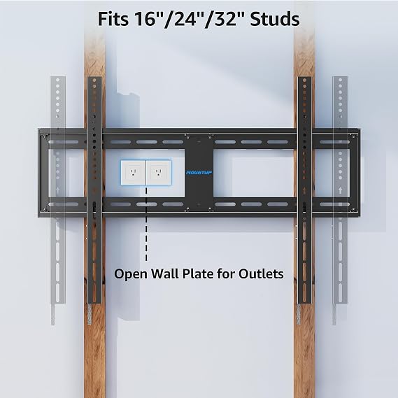 MOUNTUP Fixed TV Wall Mount for Most 50-100 TVs, 1.3 Slim Low Profile TV Mount with Level Design, Heavy Duty Mount for Large TVs, Fits 16-32 Studs, Max VESA 800x600mm 199 LBS Loading