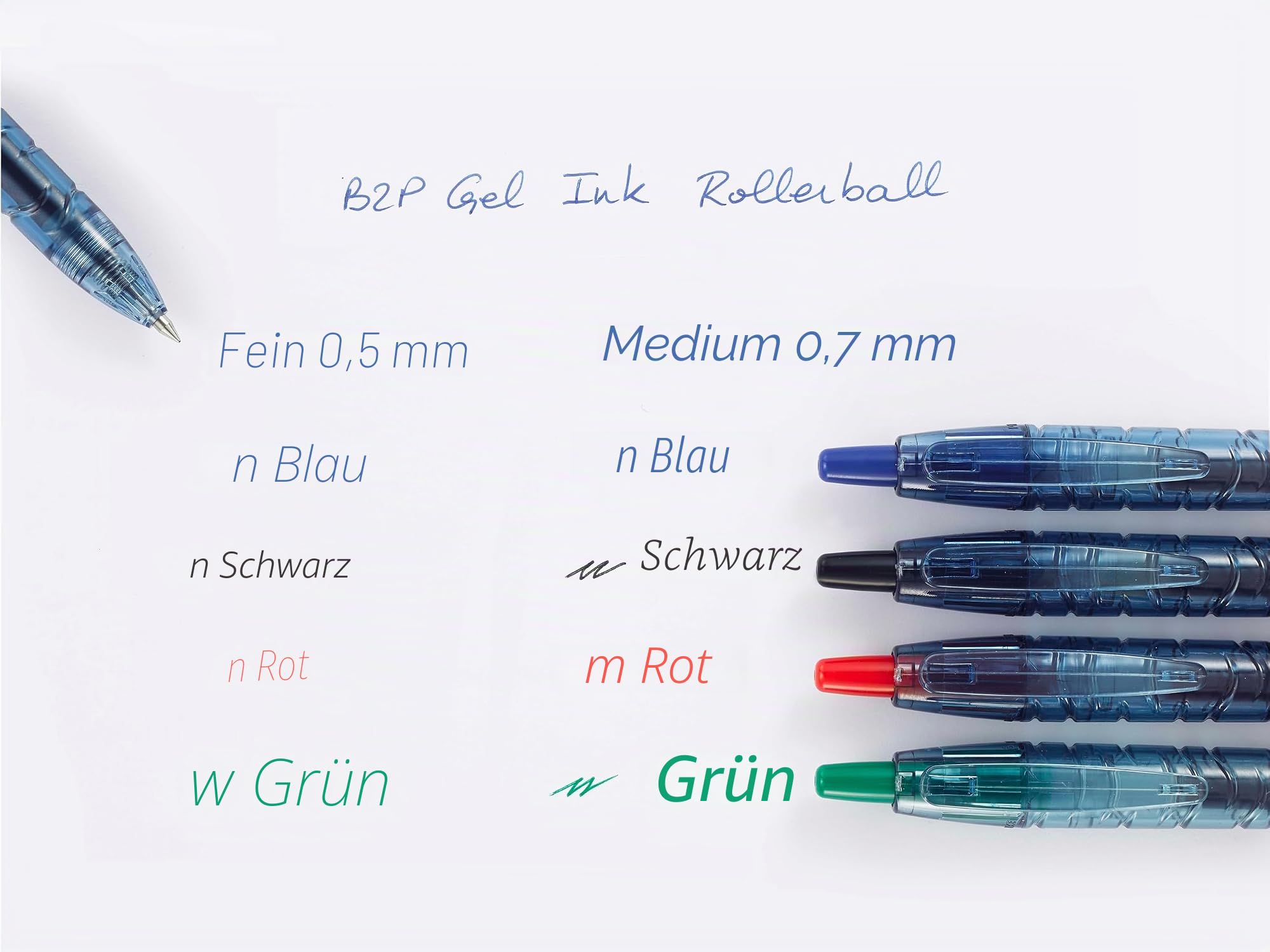 PILOT - 10er-Set B2P Gel + 5 Nachfüllungen + 5 Gratis - Tintenroller - Einziehbar und Nachfüllbar - Recycelter Kunststoff - Blau - Mittlere Spitze