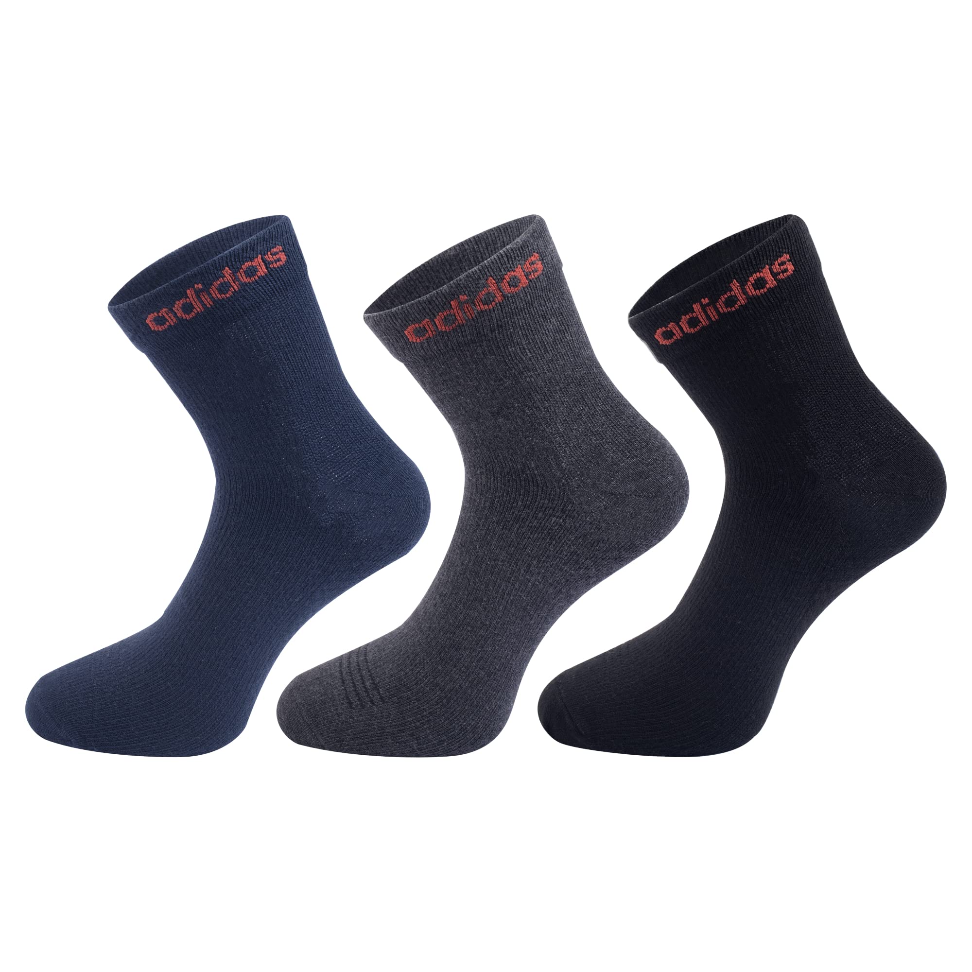 adidasMen's Ankle Length Cotton Blend Socks (Pack Of 3 Pairs) (AD-0734_Navy, Anthra, Black)