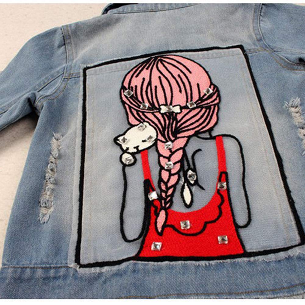 Dziewczęca kurtka dżinsowa z długim rękawem kurtka z nadrukiem kryształowym Denim Cowboy Outwear dla dzieci odzież top