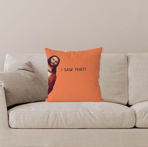 Miniatura 8 de IWXYI Funda de almohada divertida  Funda de almohada con texto en inglés "I Saw That" de 18 x 18 pulgadas, funda de almohada decorativa con refranes