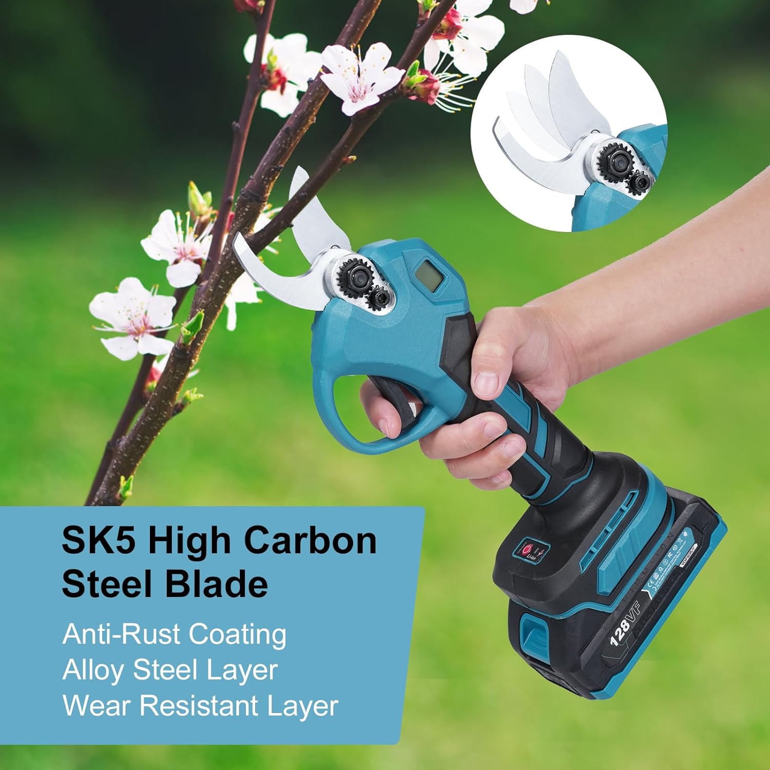 18V Electric Pruning Shears Brushless Motor Cordless Branch Cutter Tree Trimmer with LCD Display Portable for Tree Branch and Grass Trimming - Image 9