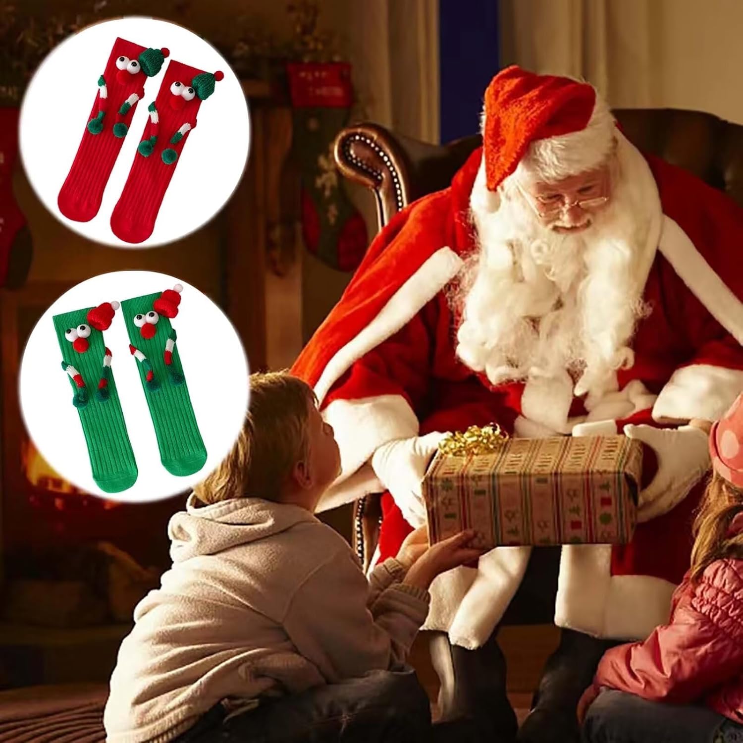 Christmas Hand in Hand Socks - Funny Xmas Couple Magnetic Holding 3D Doll Friendship Socks for Women, Men, Kids - Image 3