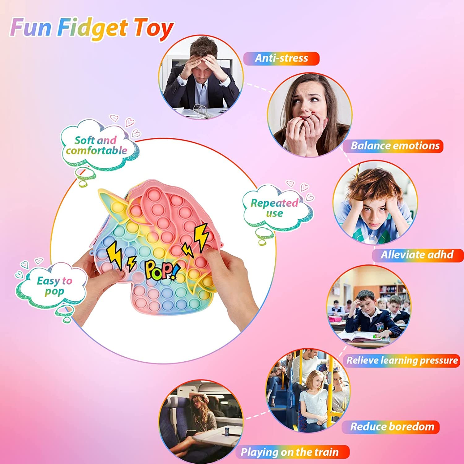 Amazon | プッシュポップバブルバッグスクイーズ玩具肩掛けバッグ