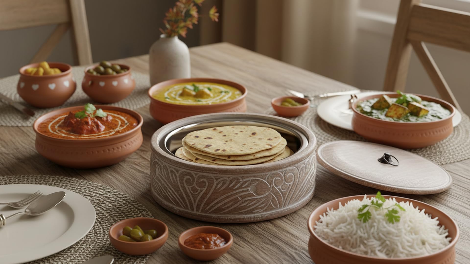 Panier à tortilla mexicain en bois fabriqué à la main - Boîte à pain indien Chapati Roti - Boîte à crêpes - Cocotte avec couvercle - Décoration pour la maison, la cuisine, la salle à manger - Marron