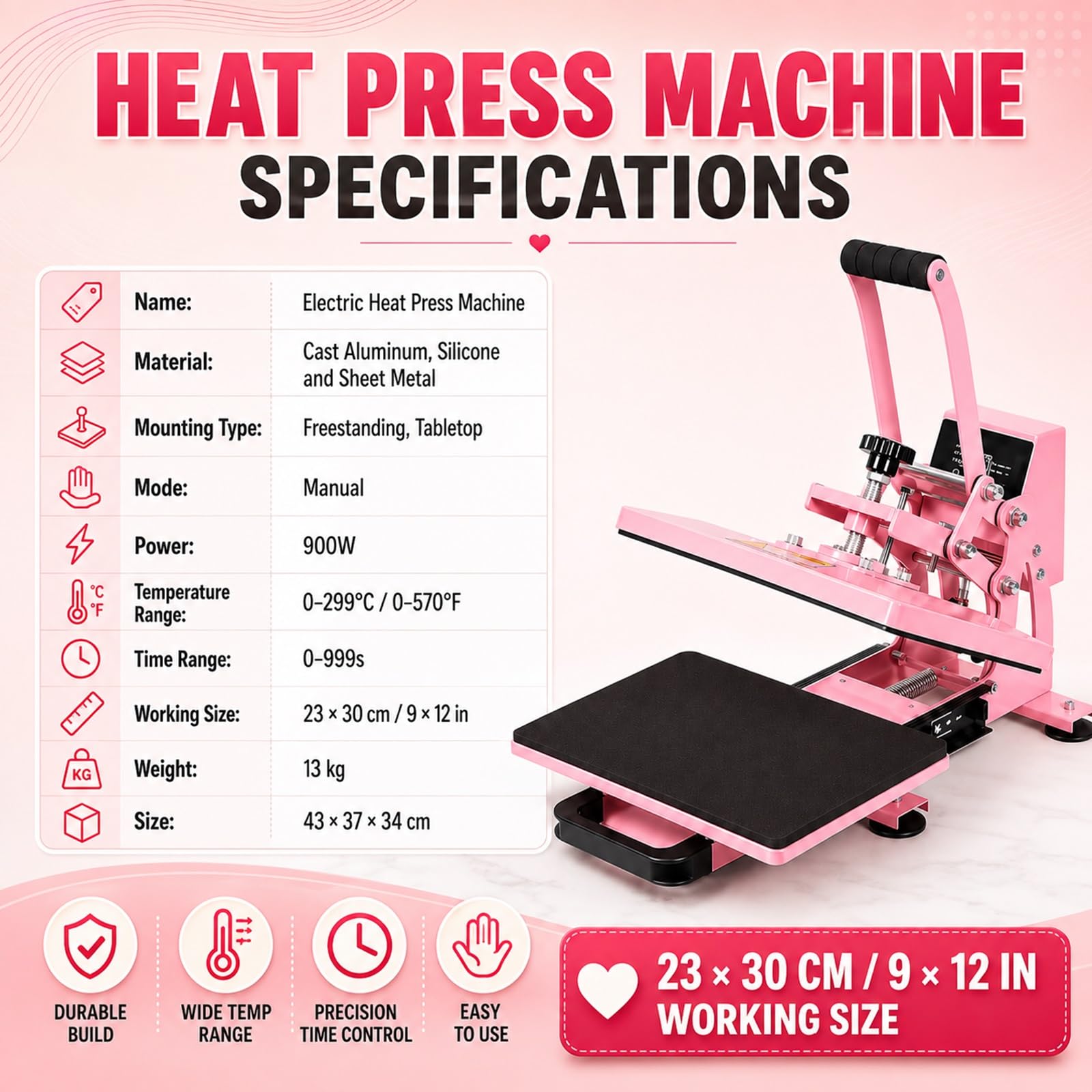 Pressa a Caldo 23x30, Macchina Stampa Magliette Sublimazione Clamshell