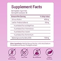 Vista 2 de Sus gomitas probióticas femeninas jugosas con corteza de olmo resbaladiza, sabor tropical a piña Apoya el equilibrio del pH, la salud digestiva e