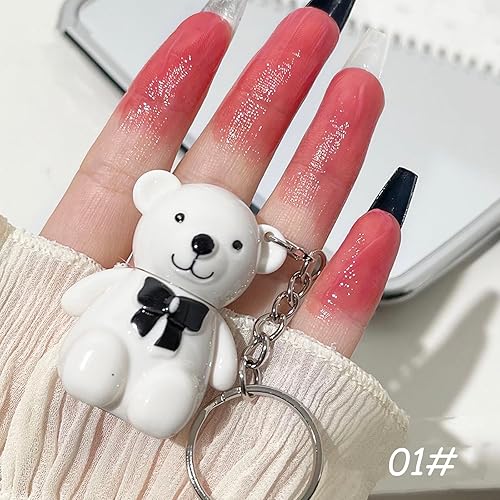 Miniatura 6 de Bear Land - Juego de lápices labiales líquidos, 3 piezas, llavero brillante, tinte labial hidratante, lápiz labial líquido impermeable de alta