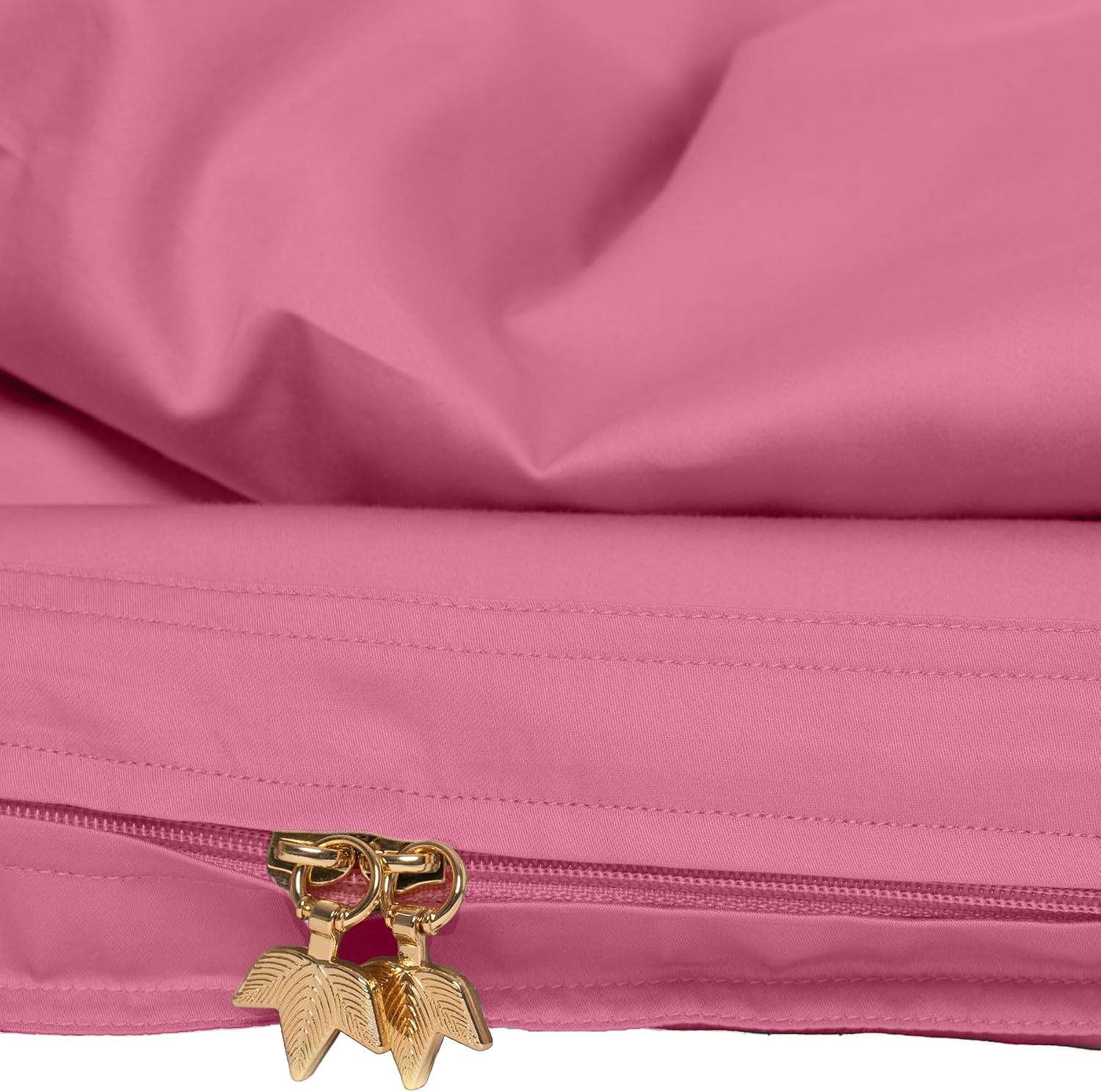 Canadian Down & Feather Co. - 3 Piece Duvet Cover Set 300 Thread Count Cotton - 3 Sided Zipper Closure Queen Size, Hollyhock - Pink