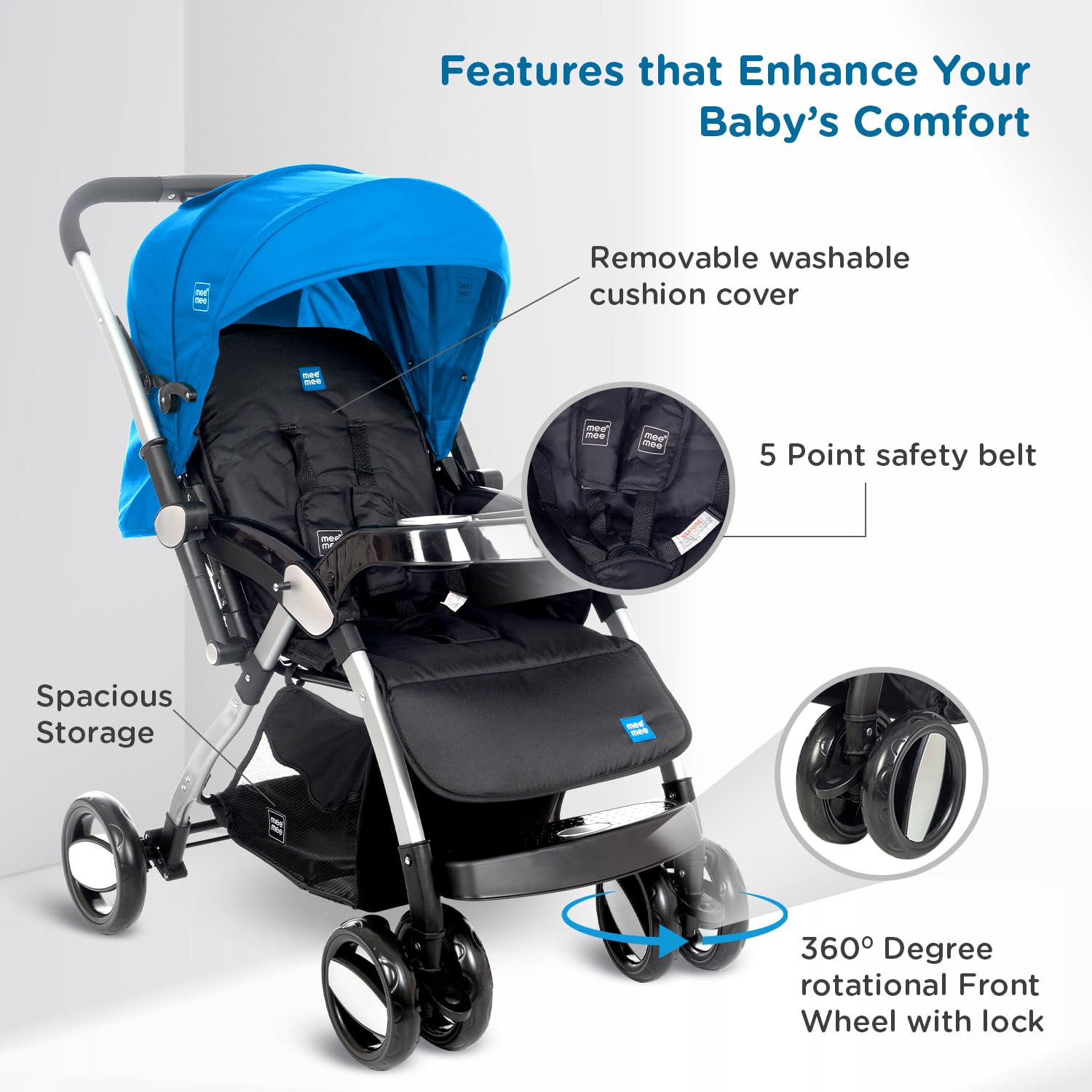Mee Mee Dream Star Pram: Lightweight & Easy to Fold -4