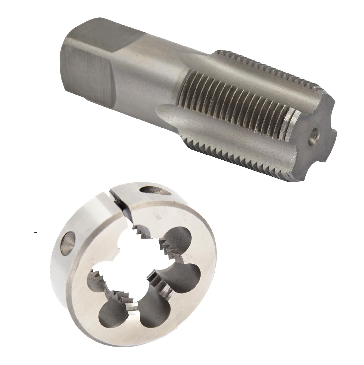 Drill America 1" NPS Tap and 2-1/2" OD Round Die Kit, HSS National Pipe Straight Tap and Die