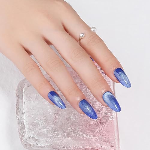 Miniatura 98 de Uñas postizas rojas a presión, uñas postizas medianas de almendra, uñas acrílicas brillantes, uñas postizas de cobertura completa con diseño