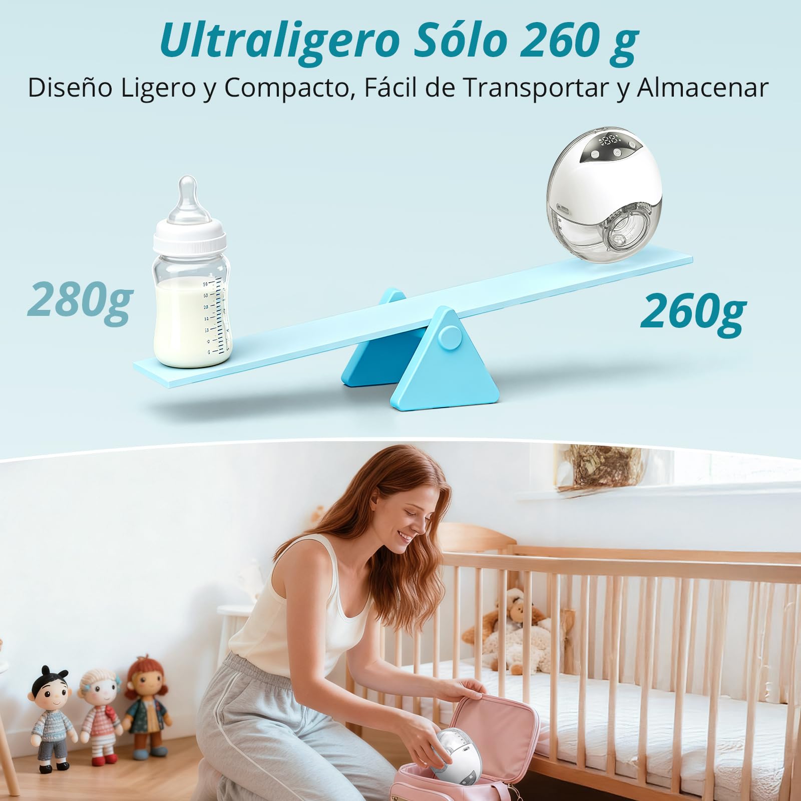 2 Piezas Sacaleches Eléctrico Manos Libres,con 4 Modos y 12 Niveles | Extractor de Leche Portátil Silenciosa Con Brida de 19/21/24 mm y Gran Capacidad de 210 ml, Diseño Antidesbordamiento