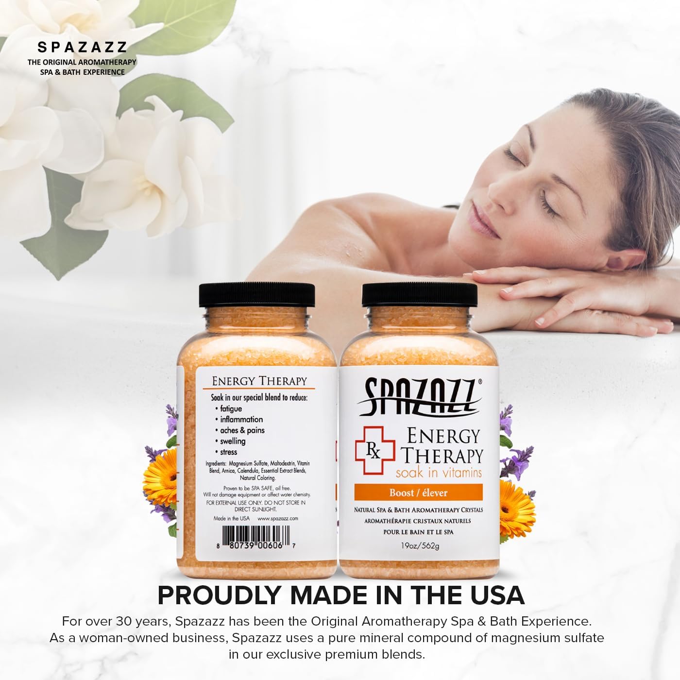 Spazazz Energy Therapy - Invigorate, Aromatherapy Spa & Bath Crystals, 19oz Bottle - 2 Pack