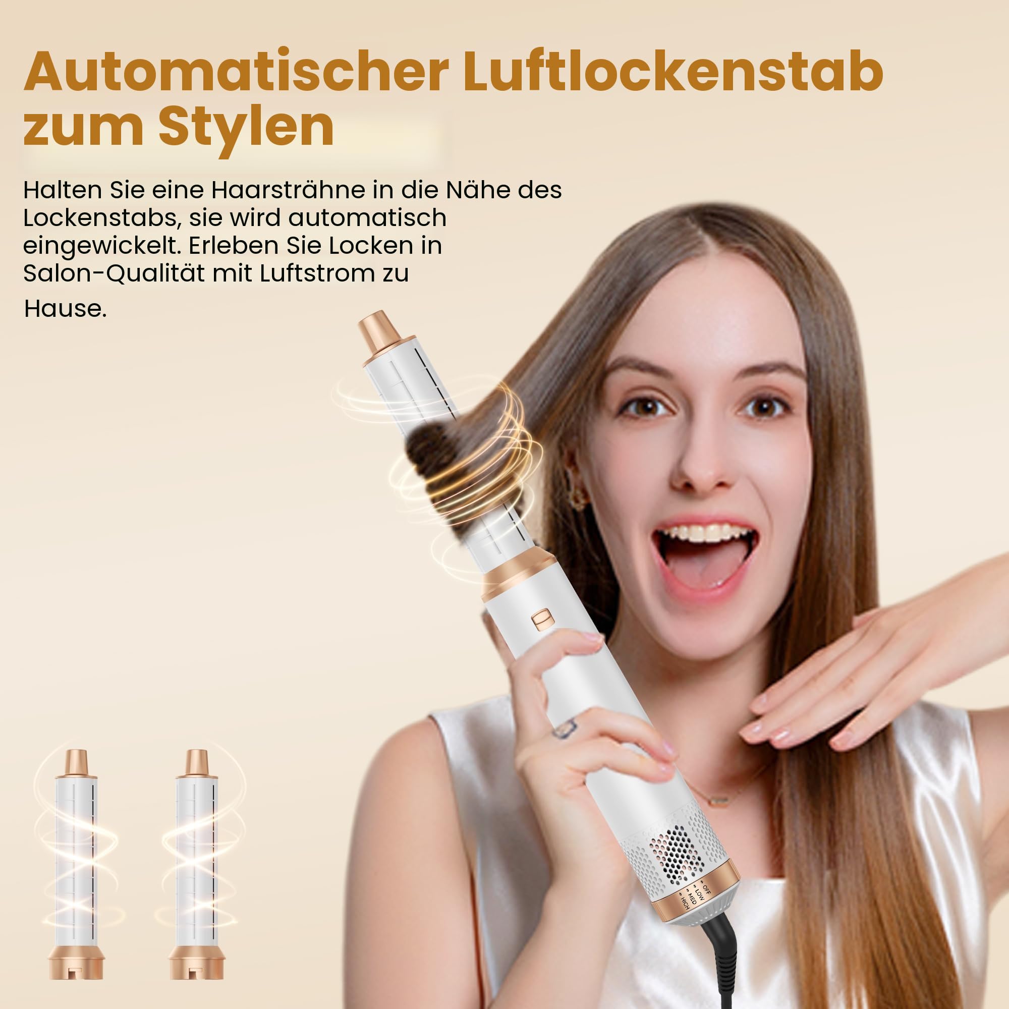 Hair Styler Set, Hairstyler 5 in 1, Haarstyler mit Automatischer Lockenstab, Föhn Ionen, Warmluftbürste, Glättbürste Airstyler Hairstyler für Trocknen, Volumen, Locken, Glätten