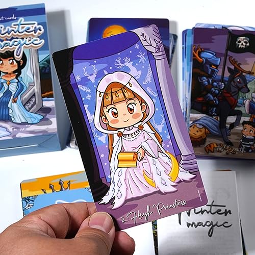 Miniatura 4 de mrdiyshisha Tarot mágico de invierno, 79 cartas de tarot lindas con guía en caja rígida de dos piezas (tamaño de la tarjeta 4.75" x 2.75")