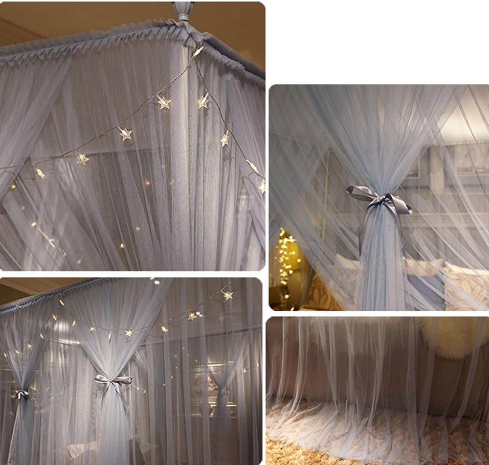 Nattey 4 Corners Post Canopy Bed Curtain for Girls Boys Adults - 4 Opening - Princess Bedroom Decoration (Queen, Gray) : Home & Kitchen