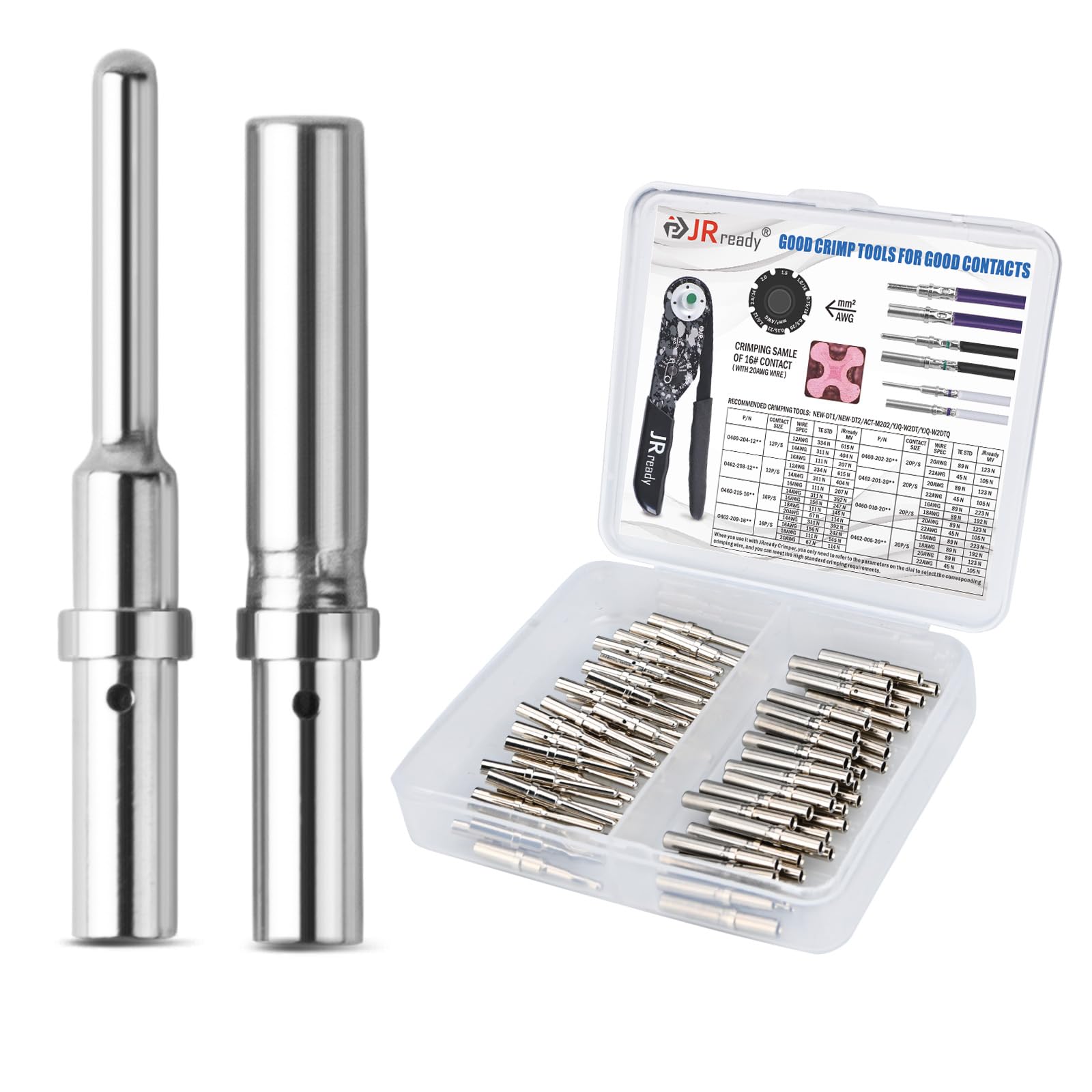 JRready ST6364-050 Kit di Contatti Deutsch Dimensione 16 Pin Solido Deutsch Maschio Femmina Calibro del Filo 16-20AWG Pin Terminale Deutsch 0460-202-16141/ Zoccolo 0462-201-16141