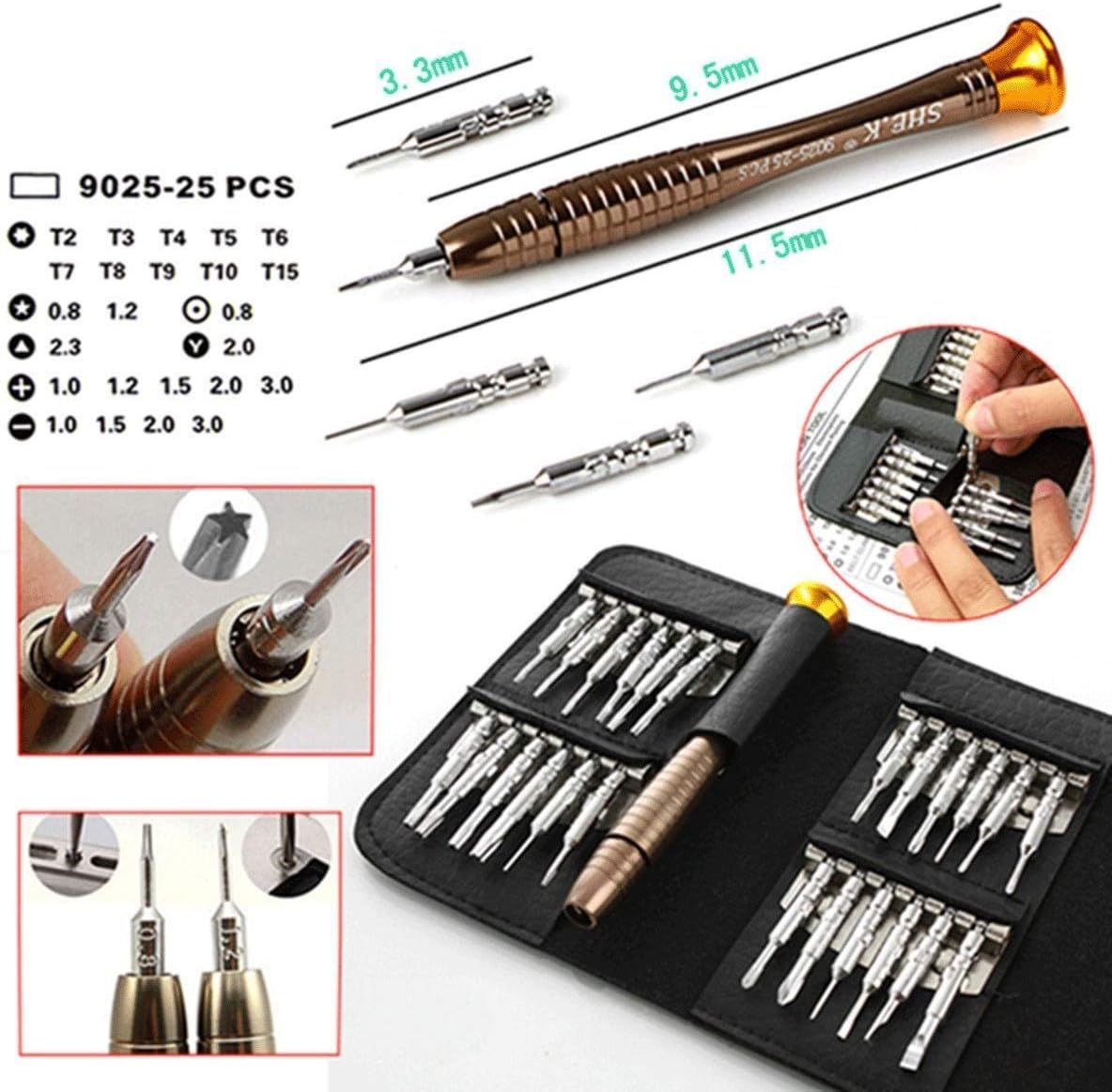 25PCS Mini Screwdriver Set with Case, Precision Screwdriver Kit with 6 Different Size Flathead and Phillips Screwdrivers, Perfect mini Screwdriver Bits for Jewelry, Watch, Eyeglass Repair
