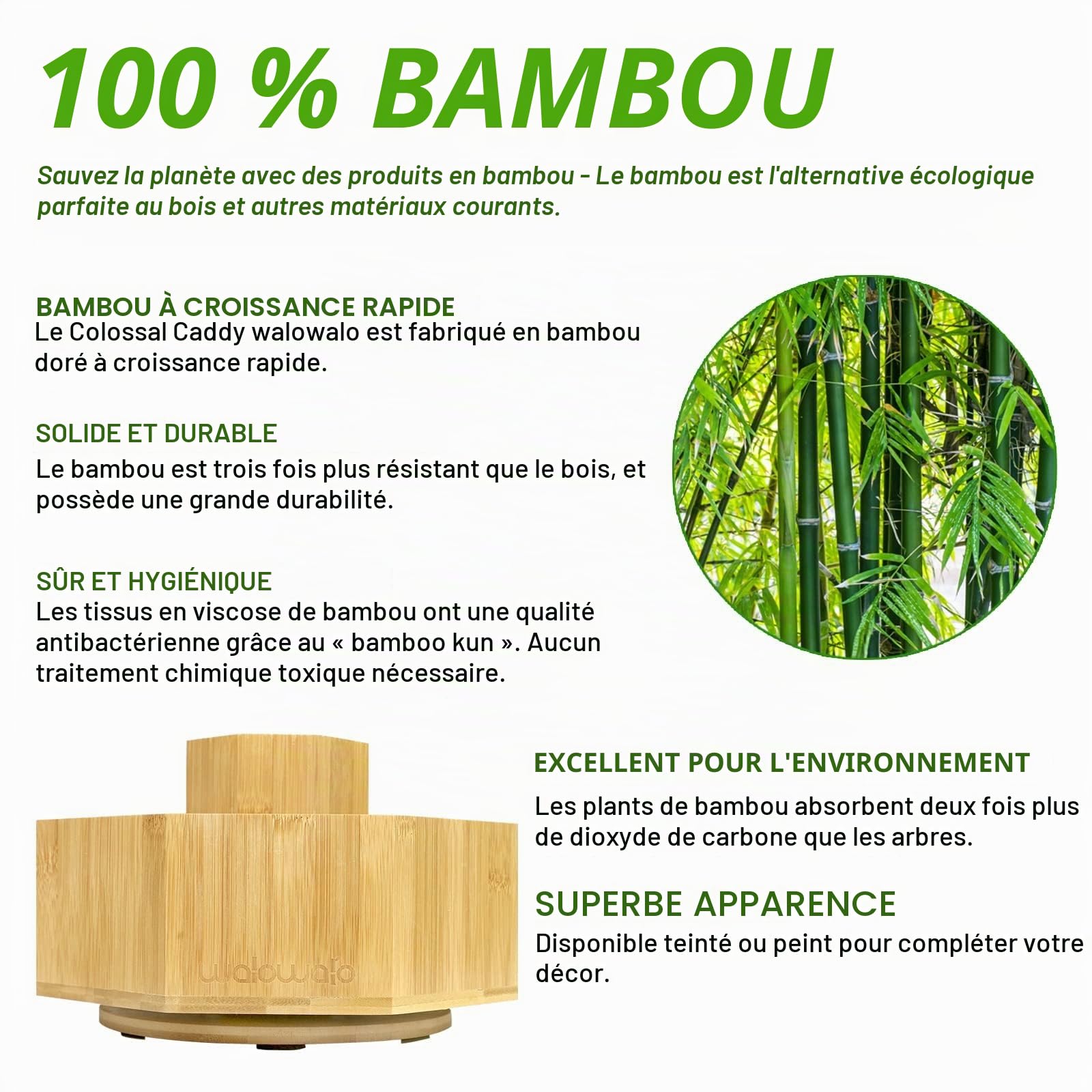 walowalo Organiseur rotatif en bambou pour fournitures artistiques - Peut contenir plus de 800 crayons, marqueurs, stylos pour bureau, école, salle de classe, papeterie (version plus grande)