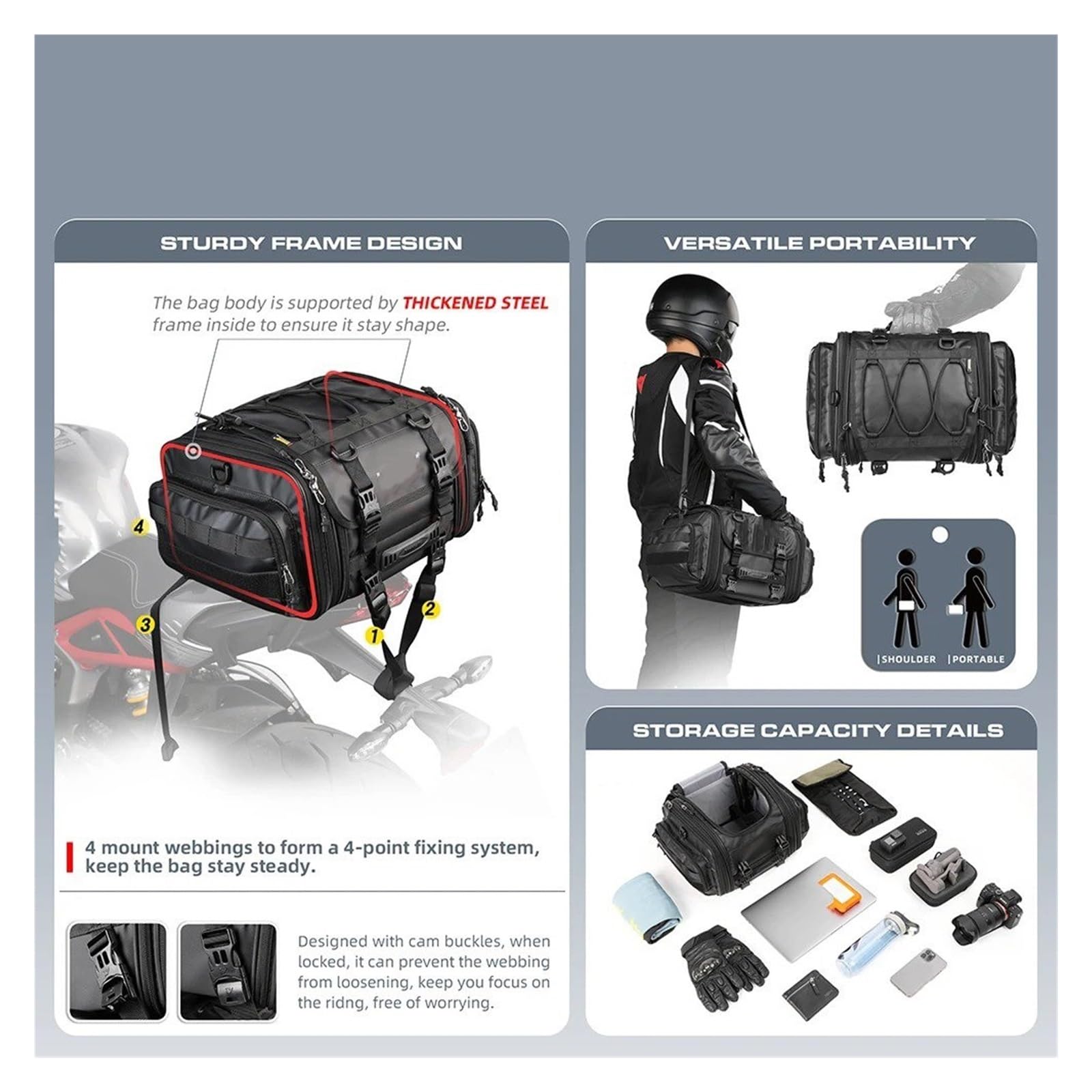 Top Case Motos Bolsa Asiento Trasero para Motocicleta Alforja Trasera Impermeable 19L-26L Protector Lluvia Equipaje Gran Capacidad Bolsa De Moto