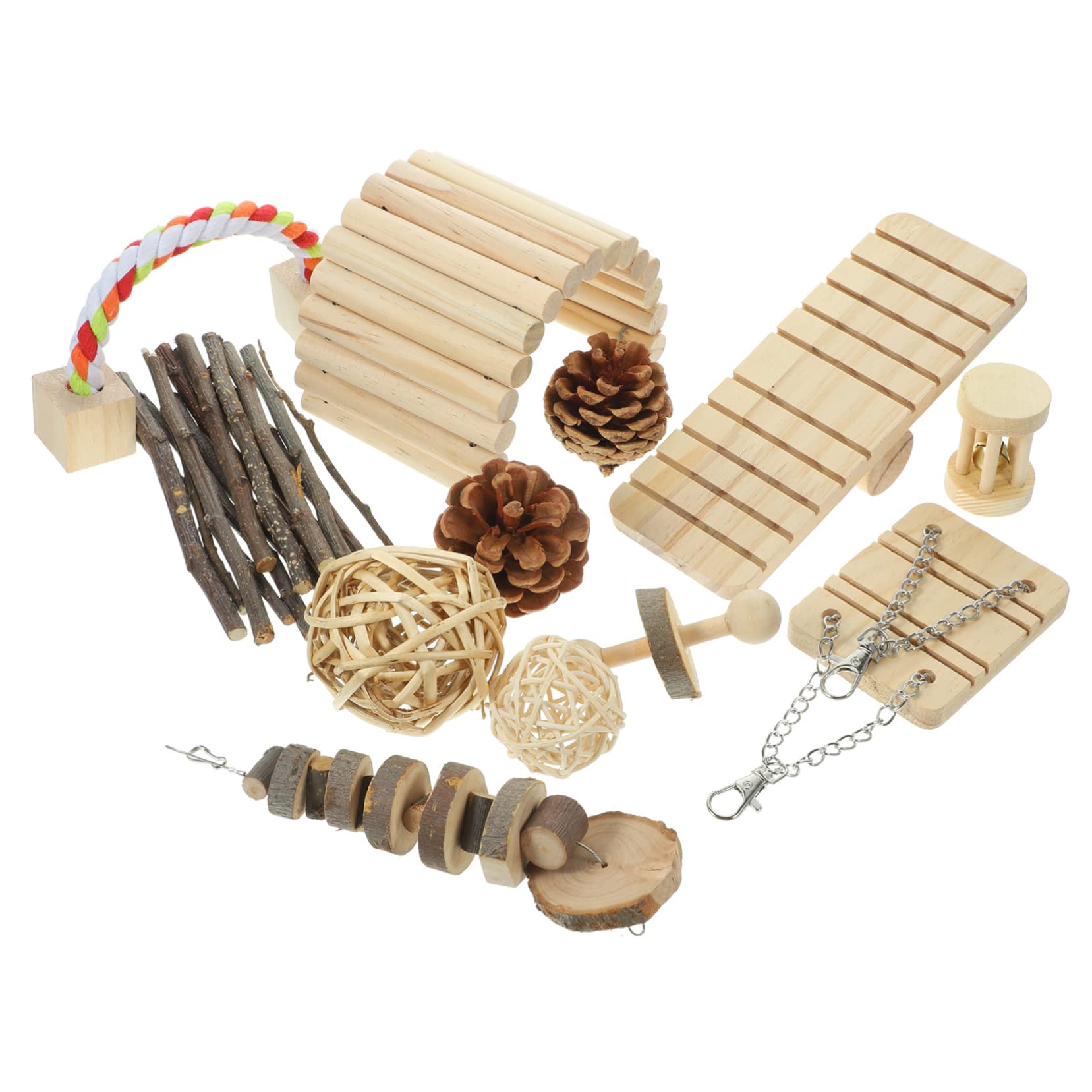 INOOMP 1set Giocattoli Da Masticare Legno Per Criceti e Conigli Inclusi Altalena e Dondolo Giochi Per Piccoli Animali Domestici Compagni Divertenti e Stimolanti Per Tuo Zampe