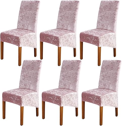 Vista 14 de Fundas para sillas de terciopelo aplastado, fundas protectoras elásticas, sólidas, grandes, extraíbles, fundas para sillas XL para comedor