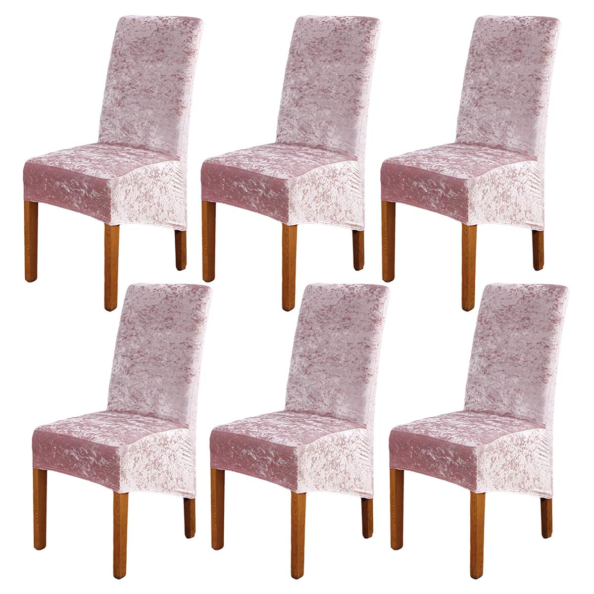 Crushed Velvet Stretch Chair Covers High Back Dining Chair Covers Set of 6 — image 1