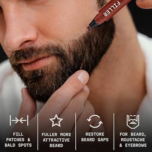 Vista 45 de Striking Viking Lápiz de relleno para barba, paquete de 2, tamaño de viaje, marrón oscuro, fórmula impermeable y relleno de barba para hombres