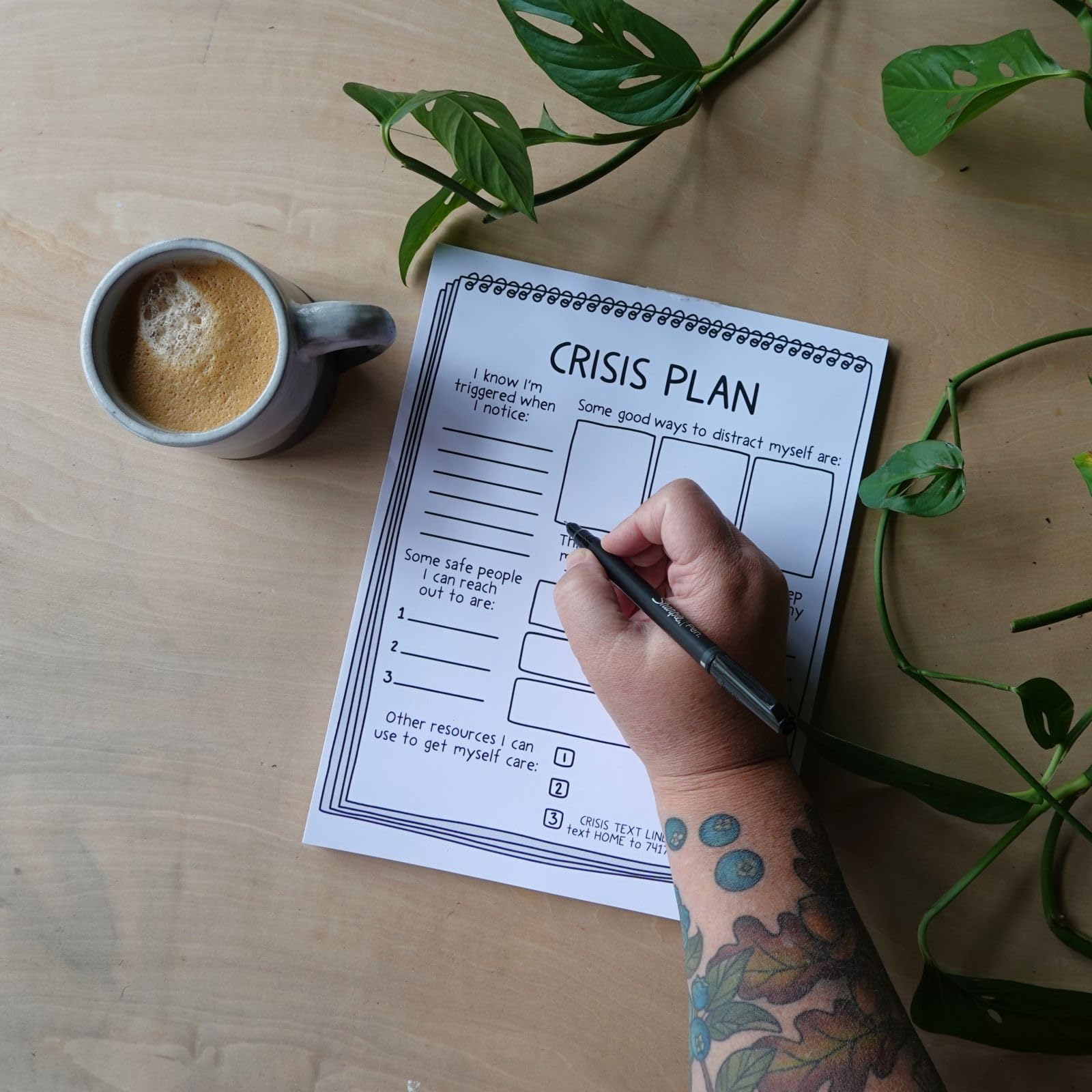 Crisis Plan Fill in The Blank - Safety Planning Tearaway Worksheets - 50 Copies 8.5 x11 inches | Counselors, Therapists, Social Workers | Self Care Action Plan Support Mental Health Emergency Notepad
