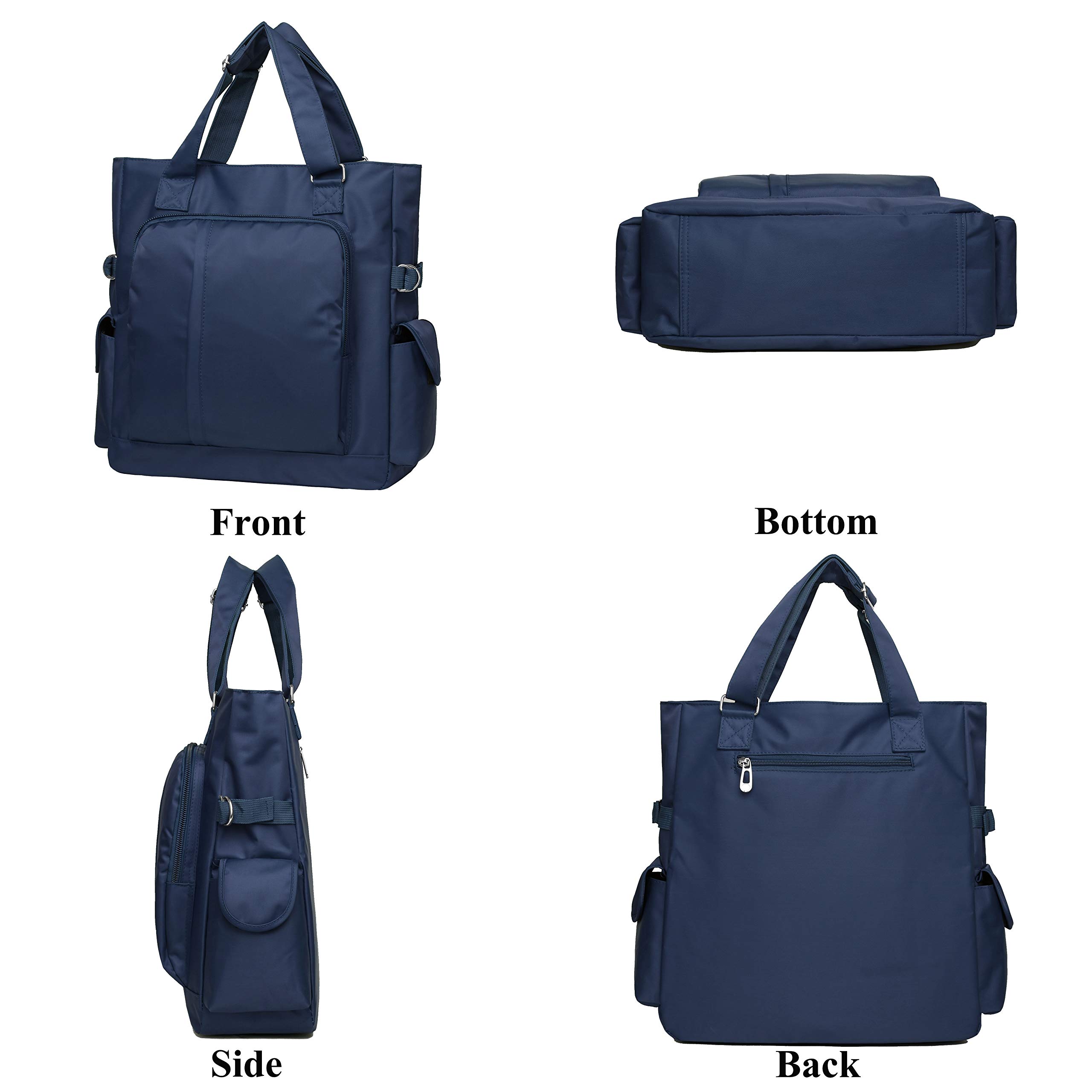 VOLGANIK ROCK Canvas Tote Bag Waterproof Nylon Multi Pocket Shoulder Bags Laptop Work Bag Teacher Purse Handbag for Women Men