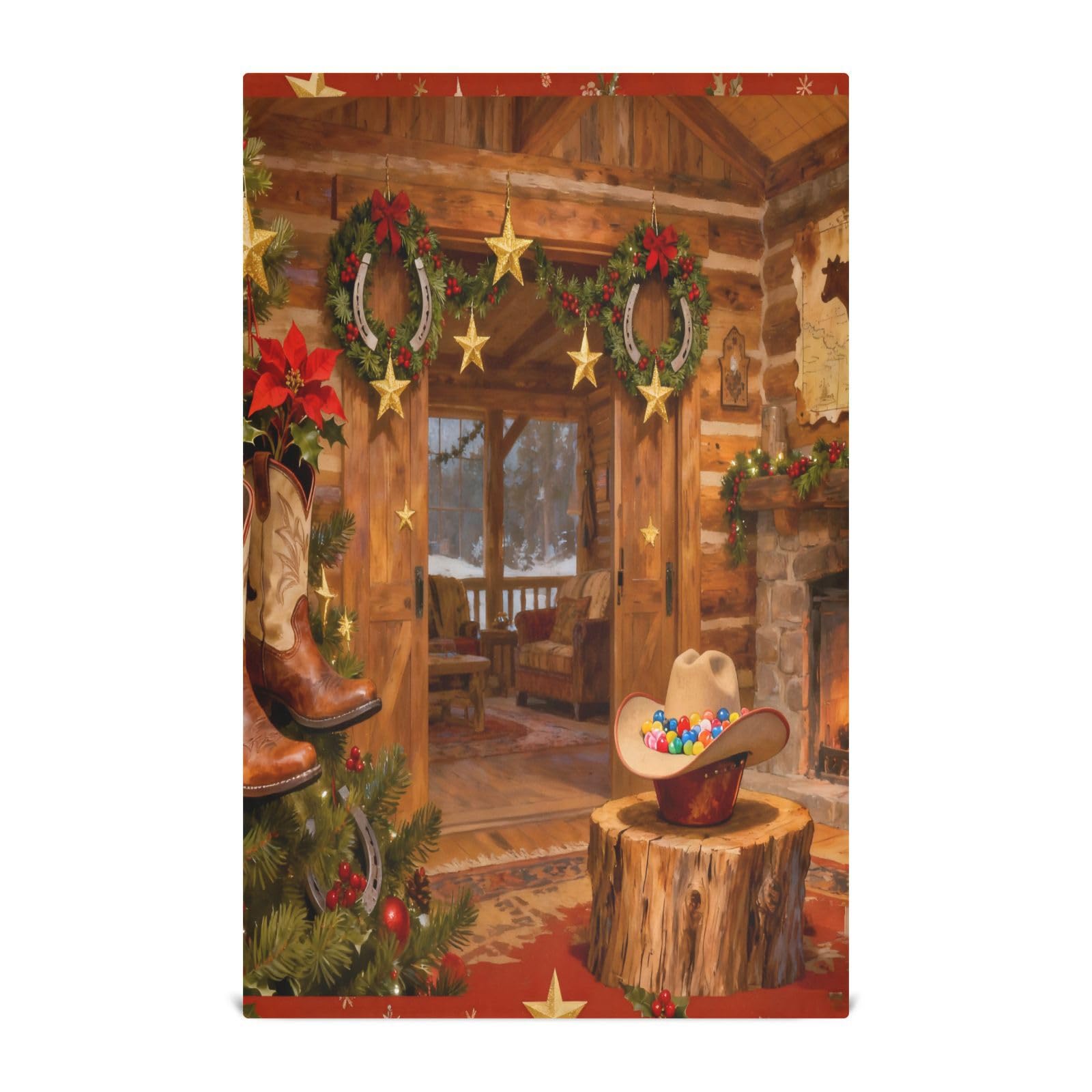 Paños de cocina turcos con diseño vintage de vaca de Navidad, microfibra absorbente 71x45 cm
