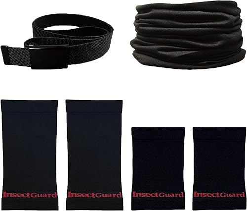 Polainas tratadas con permetrina para garrapatas, mangas y mosquitos, moscas, niguas y más repelente de insectos, paquete completo de 2 (negro/negro)