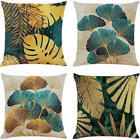 Fundas Cojines ZHAOMIMI Oro Hojas Cover