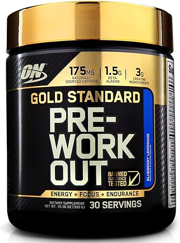 OPTIMUM NUTRICIÓN GOLD STANDARD pre-entrenamiento con creatina beta-alanina y cafeína para la energía sabor limonada de arándano 30 porciones