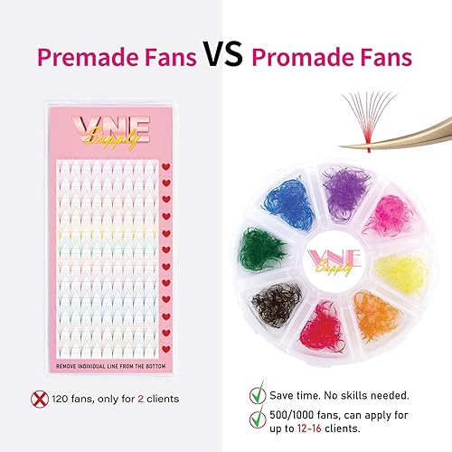 Miniatura 5 de 500 extensiones de pestañas de colores mixtos  extensiones de pestañas de volumen prefabricadas  abanicos de mega volumen prefabricados  extensión