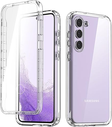 AICase Funda transparente resistente para Galaxy S23 Plus con protector de pantalla de vidrio templado y parachoques de silicona suave a prueba de