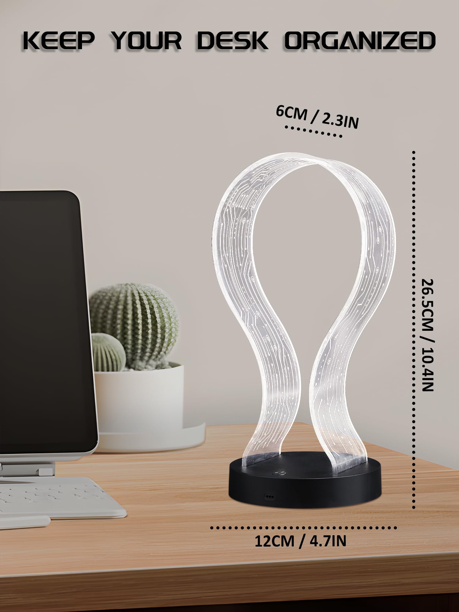 Beleuchteter Kopfhörerständer mit 16 Farben Lichtern, Acryl Kopfhörer Stand mit USB und Typ-C Ladeanschlüsse, Geschenke für Gamer
