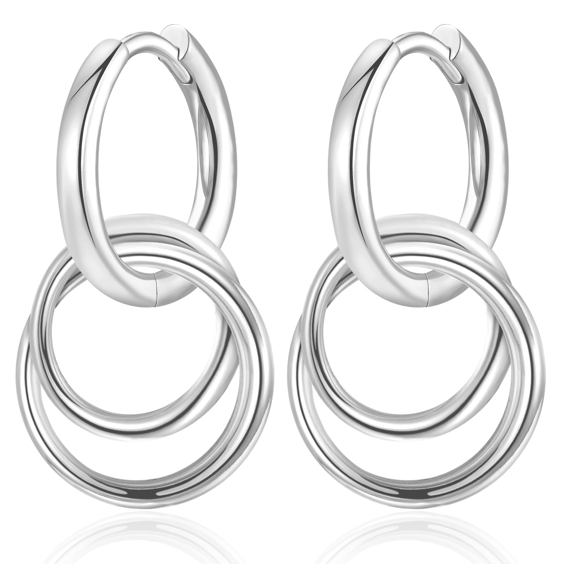 WOVEE Creolen Silber 925/Gold mit Anhänger, Ohrringe Silber 925 Hängend AAA Zirkonia Kreis Vergoldet Ohrhänger Damenohrringe Ohrschmuck für Mädchen Frauen