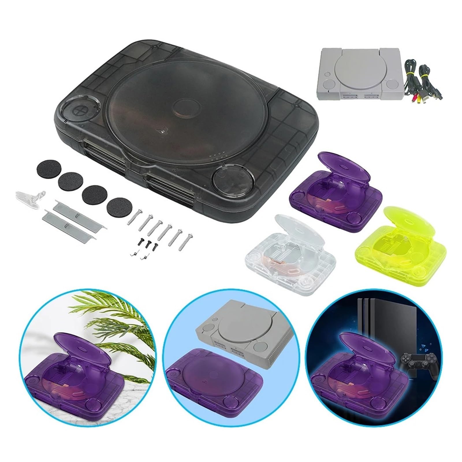 Zamienna Obudowa Konsoli, Przezroczysta Obudowa Konsoli, Etui Na Gry Wideo Retro - Kompatybilny Z Playstation 1(Transparent White)