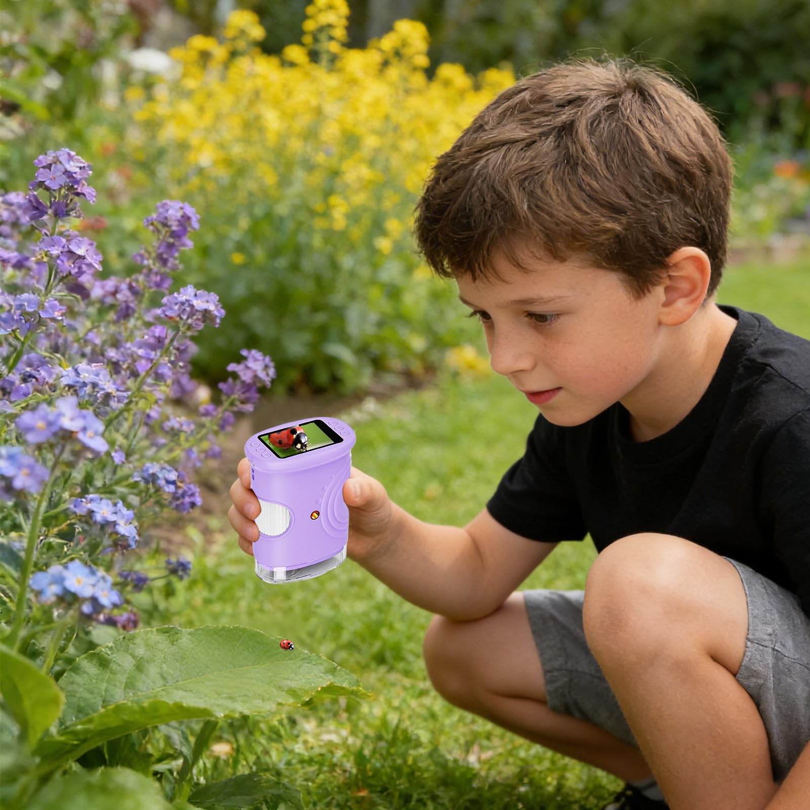 Microscopio Digital para Niños Juguetes Experimentales Recargables 1000X | Microscopio Digital De Bolsillo Con Pantalla De Centímetros para Niños y Niñas, Hogar, Escuela, Laboratorio y Exteriores