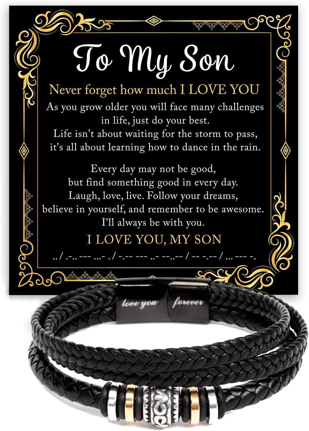 To My Son Bracelet – Love You Forever Bracelet with Heartfelt Message Card, Meaningful Gift from Mom or Dad, Jewelry for Birthday, Graduation, Christmas, Father’s Day, Encouraging Present for Son