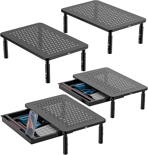 WALI Bundles-Monitor Stand Riser añade soporte para monitor de computadora con cajón