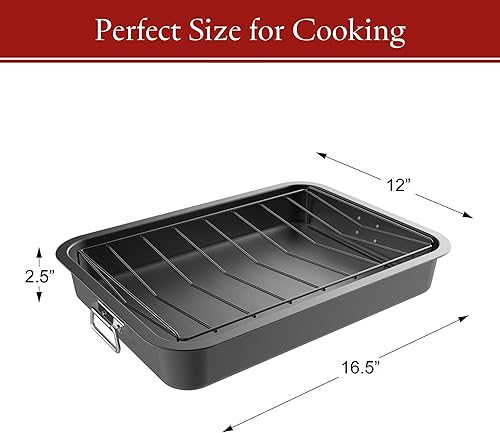 Miniatura 7 de Sartén para asar con estante en ángulo, asador antiadherente para horno y bandeja extraíble, drena grasa y grasa para una cocina más saludable.