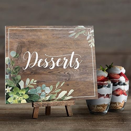Miniatura 4 de Lush Greenery - Letrero de postres 8 x 9 pulgadas 8 x 9 pulgadas 8.0 in x 9.0 in madera sintética verde cartel de postre cartel de evento de